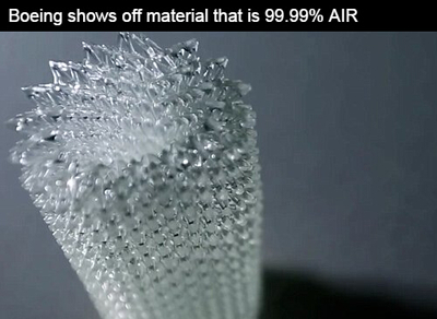 波音研制出史上最轻金属材料 99.99%是空气，密度仅0.01g/cm³